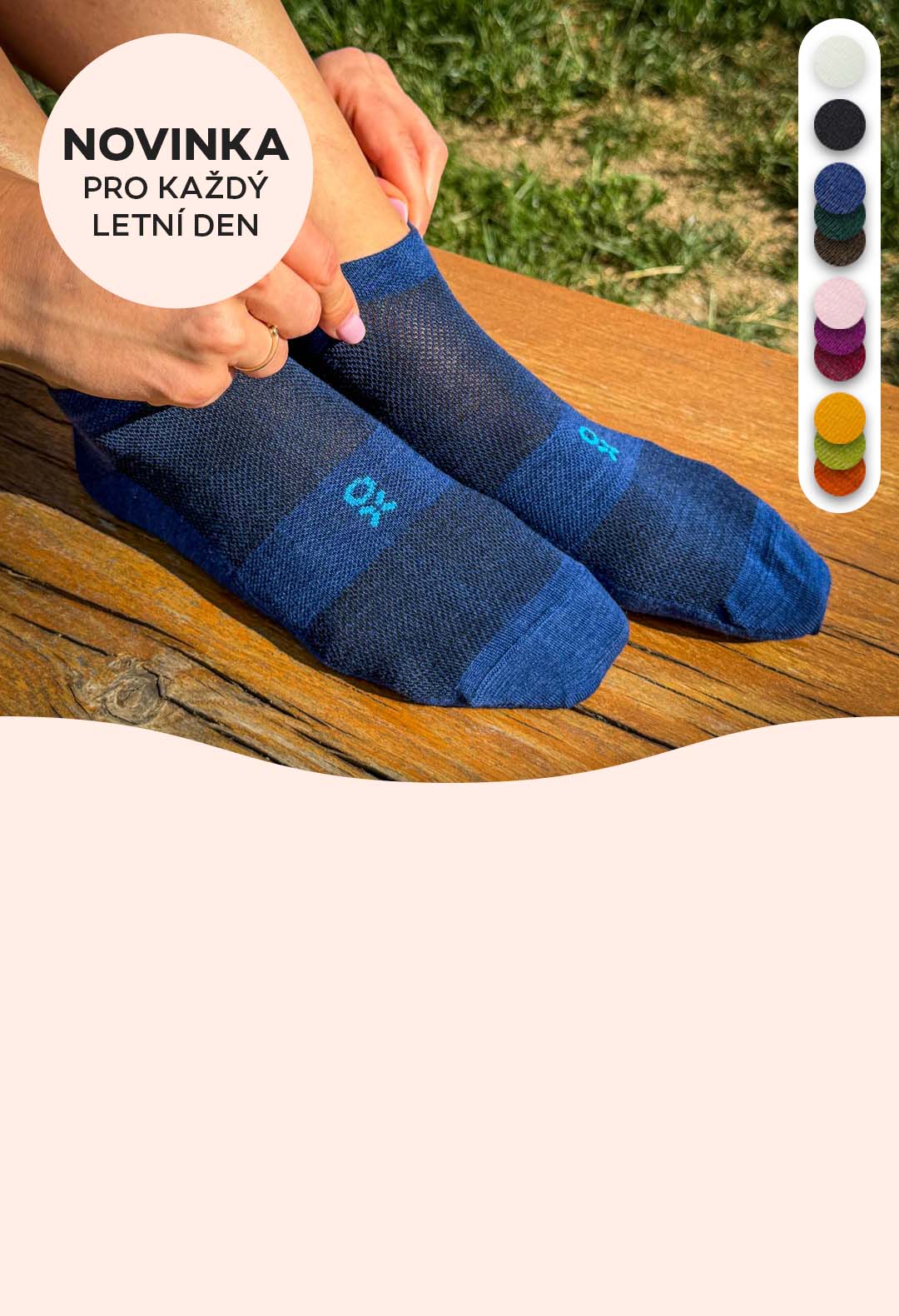 ROX Merino Venty - letní kotníkové merino ponožky